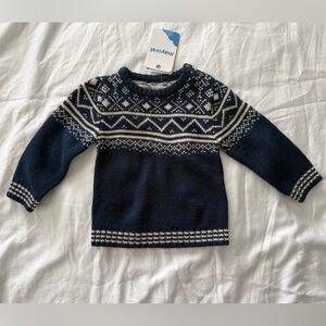 Maynard Navy Blue & Cream Fair Isle Knit Sweater